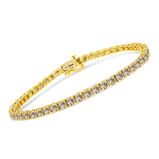 14K Yellow Gold Plated .925 Sterling Silver 8.0 Cttw Diamond Classic Link Tennis Bracelet (K-L Color, I2-I3 Clarity) - 7-1/4"