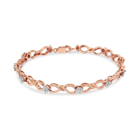 10K Rose Gold Plated .925 Sterling Silver 1/2 Cttw Diamond Infinity Link Tennis Bracelet (H-I Color, I2-I3 Clarity) -7â€