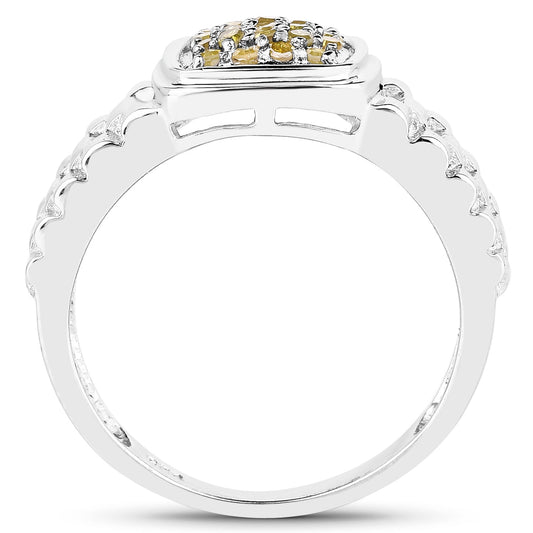 0.25 Carat Genuine Yellow Diamond .925 Sterling Silver Ring