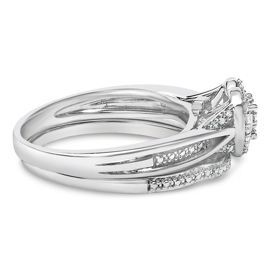 Sterling Silver 1/5 Cttw Diamond Heart Motif Bridal Set