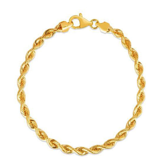 Silk Rope Chain Bracelet in 14k Yellow Gold (4.30 mm)