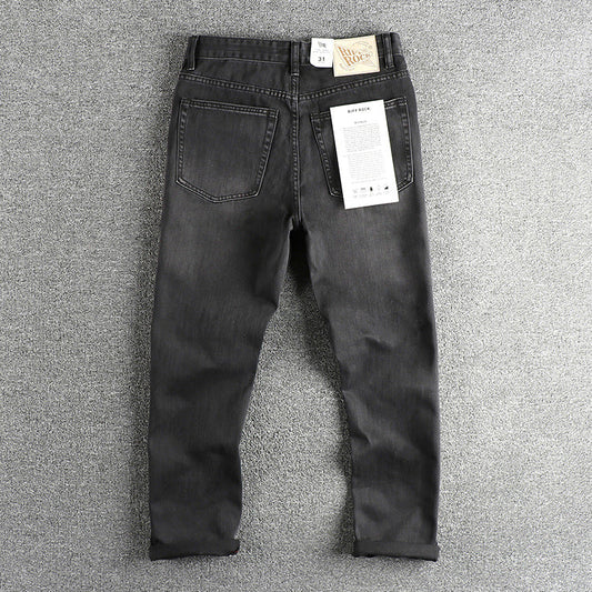 Fashion American Washed Black Gray Jeans Men