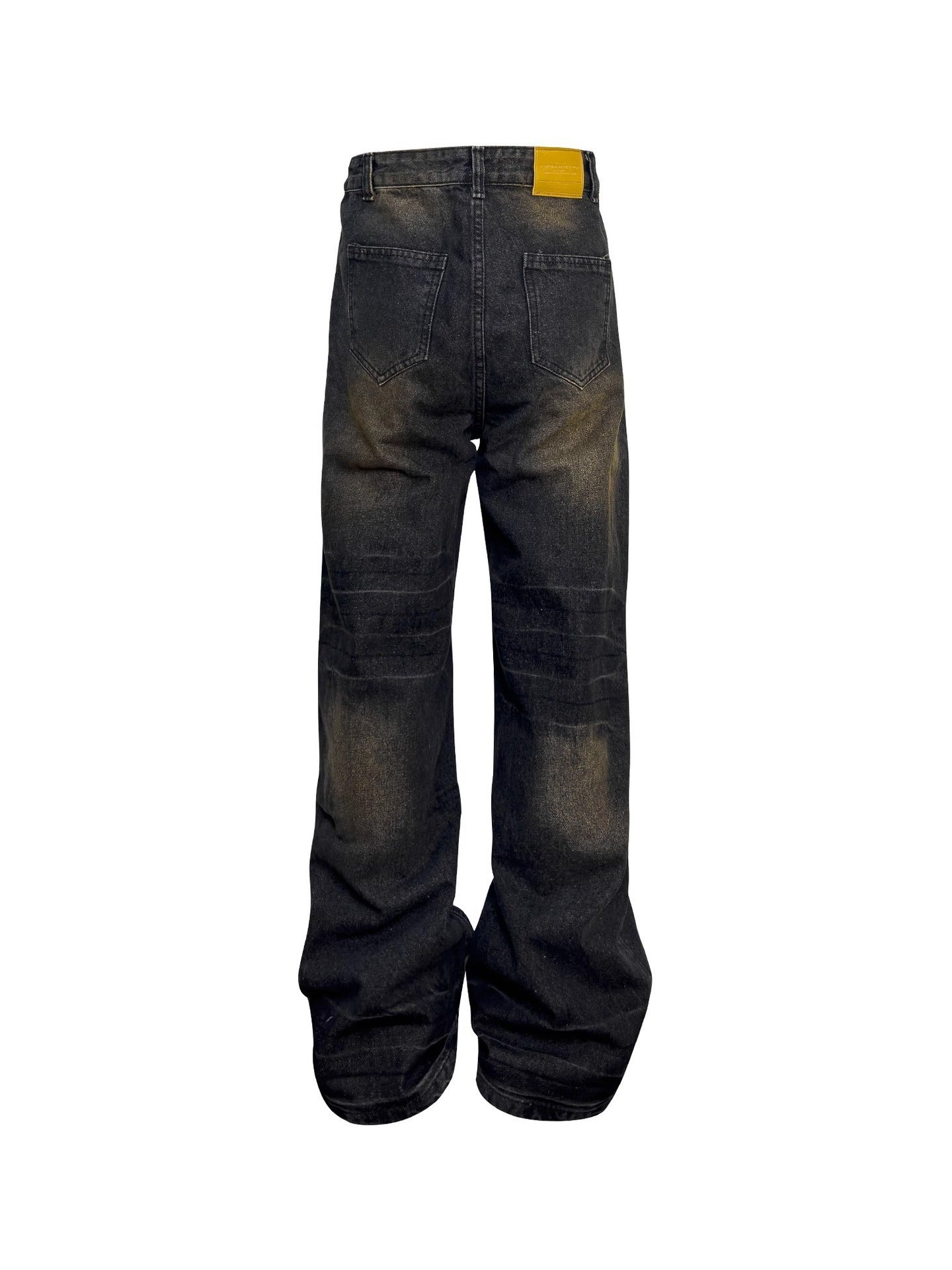 Niche Retro Washed Straight Deconstructed Jeans