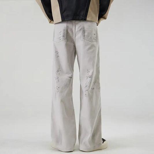 American Street Hip Hop Tie-dyed Washed Jeans Men