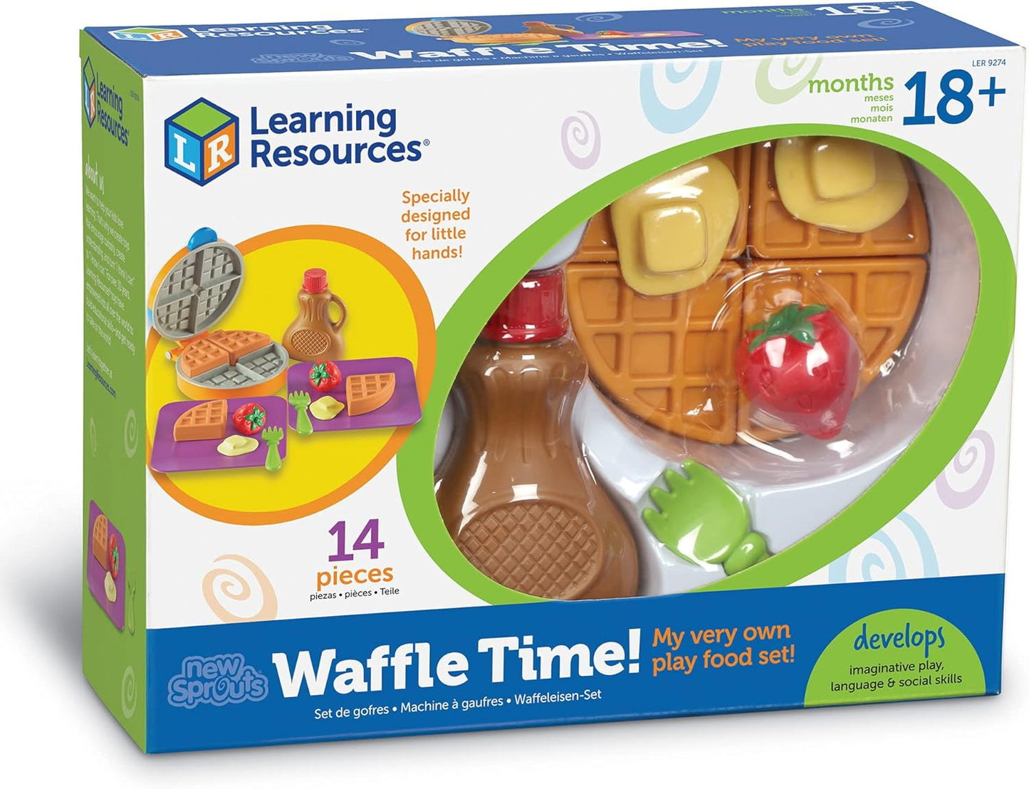 New Sprouts Waffle Time - Breakfast Pretend Play Food Kitchen Toys, Montessori Educational Game, Fine Motor Skills, Gifts for Boys and Girls