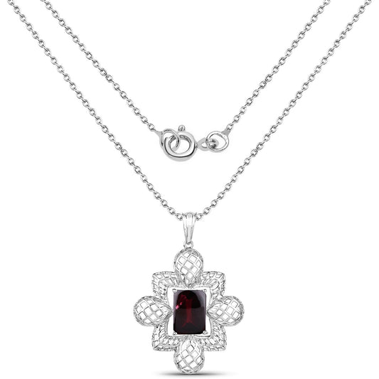 8.00 Carat Genuine Garnet .925 Sterling Silver Pendant