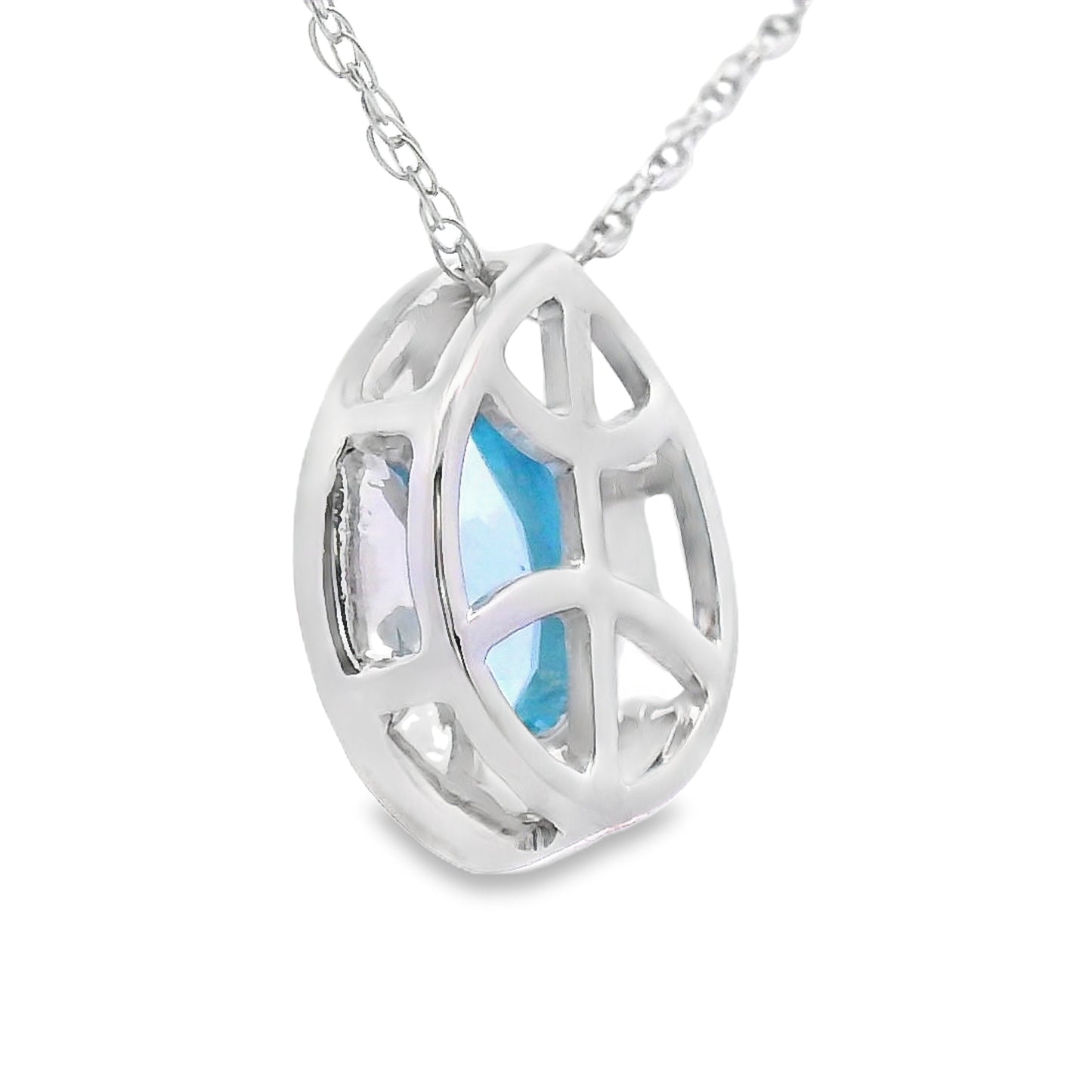 Blue Topaz Diamond Fashion Pendants 10KT White Gold