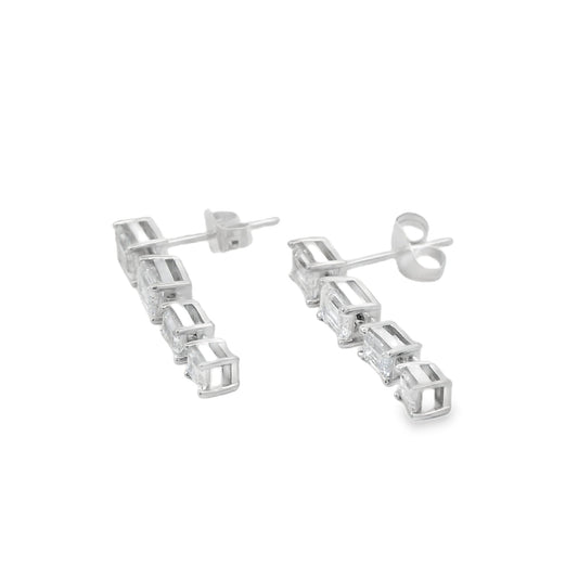 Lab Grown Diamond Dangle Earrings 14KT White Gold