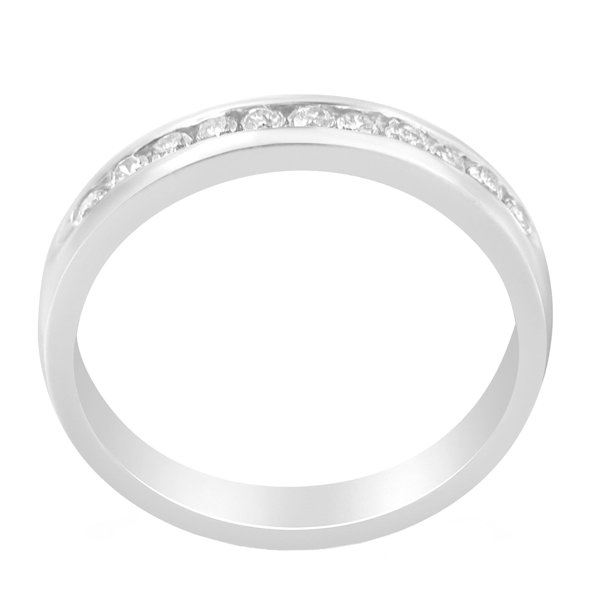 18K White Gold 1/4 Cttw Channel Set Brilliant Round-Cut Diamond Classic 11 Stone Wedding Band Ring (E-F Color, I1-I2 Clarity) - Size 5
