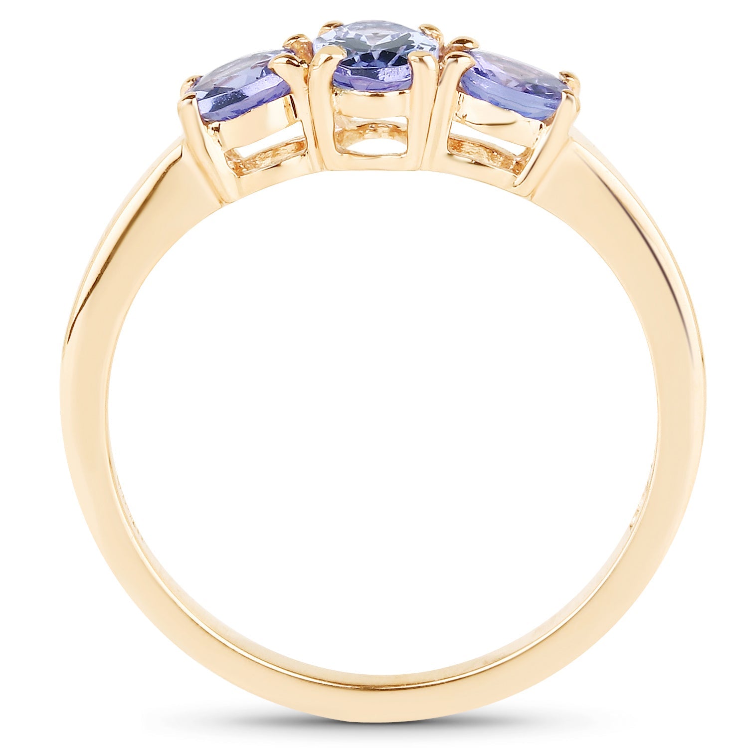 18K Yellow Gold Plated 0.90 Carat Genuine Tanzanite .925 Sterling Silver Ring