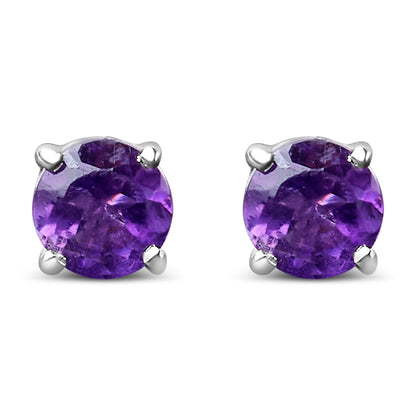 .925 Sterling Silver 3.5 MM Created Round Red Garnet Solitaire Stud Earrings
