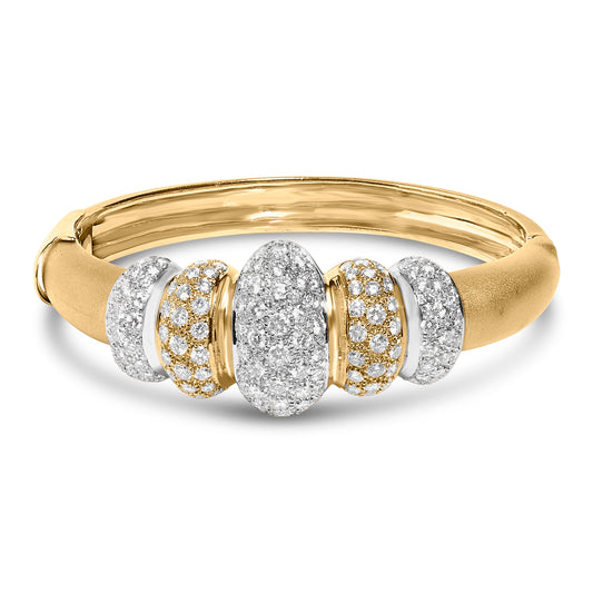 18K Gold 6.00 Cttw Diamond Graduating Dome Bangle Bracelet (G-H Color, VS2-SI1 Clarity)