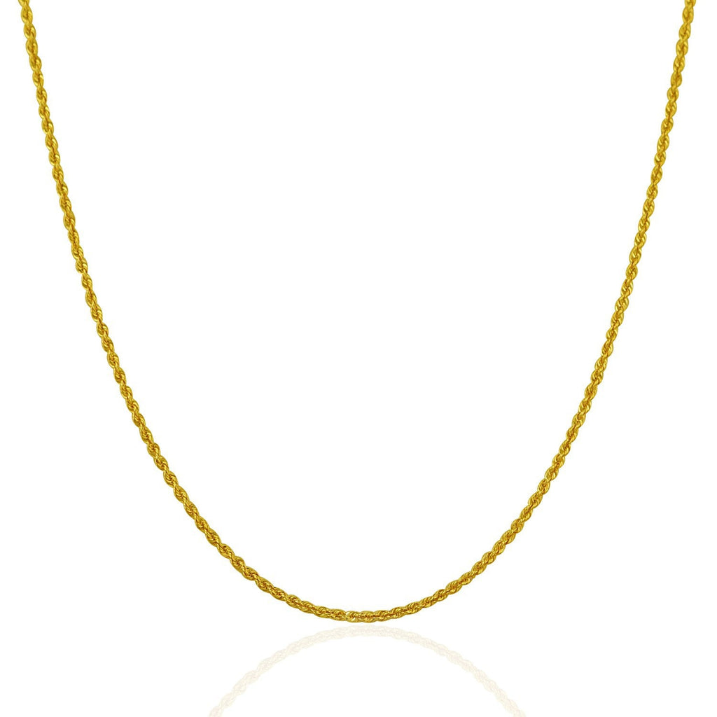14k Yellow Gold Solid Rope Chain 1.25mm