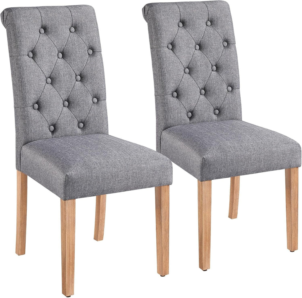 Dining Chairs Set of 2 Fabric Upholstered Dining Chairs High Back Padded Chairs Button Tufted Parsons Kitchen Chairs with Solid Wood Legs for Home, Dining Room, Kitchen, Dark Gray(1 Package)