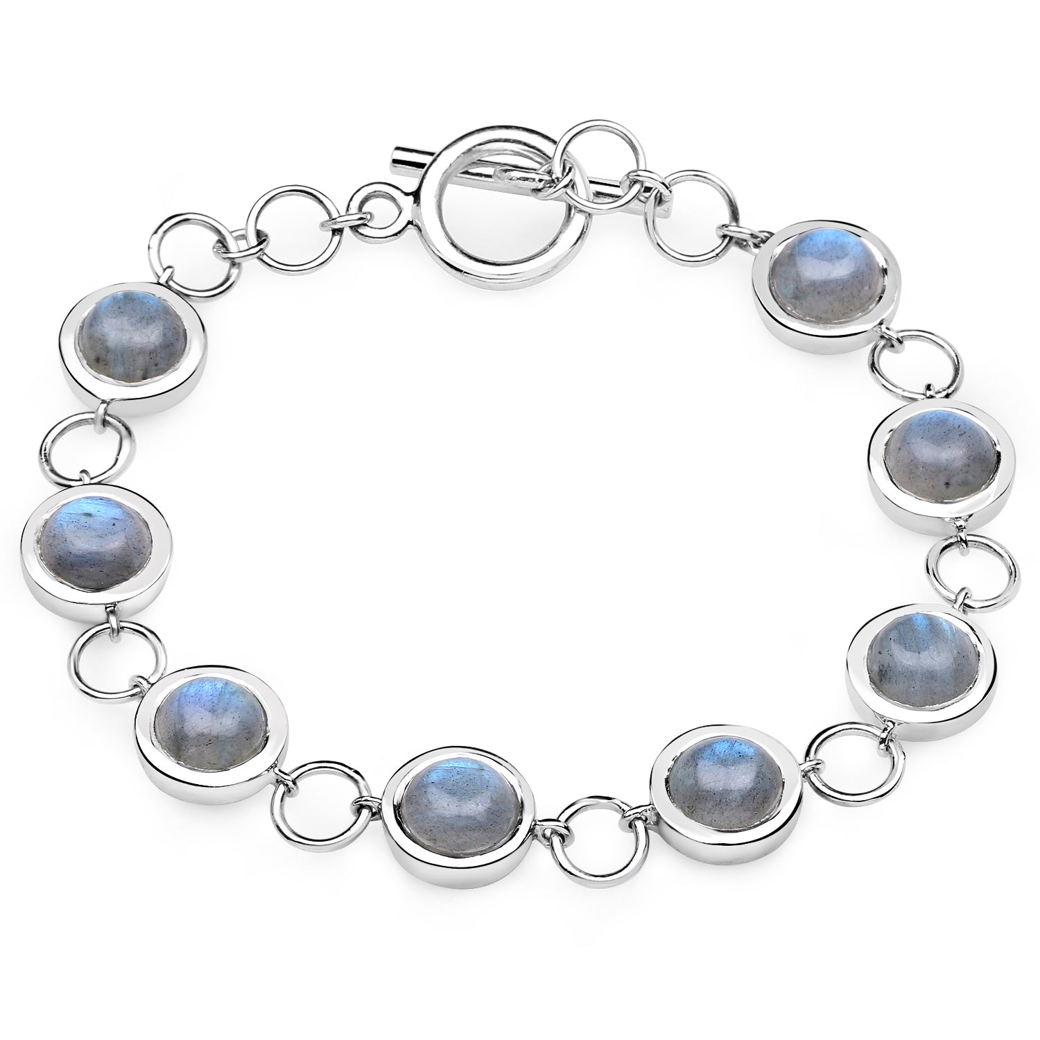 15.48 Carat Genuine Labradorite .925 Sterling Silver Bracelet