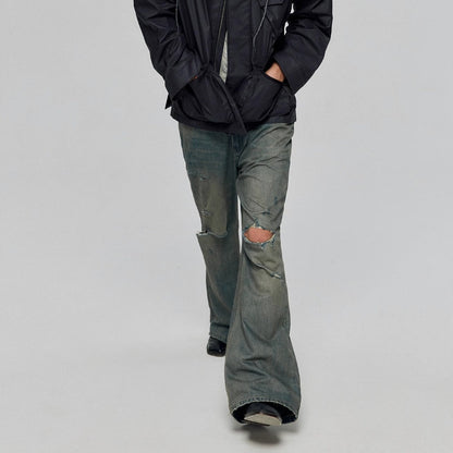 Cotton Retro Make Old Ripped Loose Micro-flared Trousers Jeans