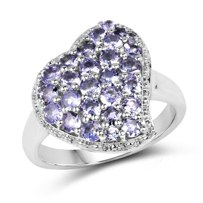 1.63 Carat Genuine Tanzanite .925 Sterling Silver Ring