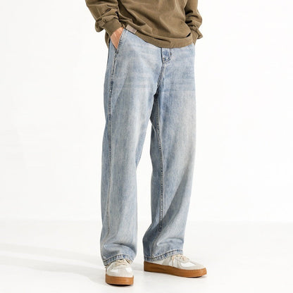Men's Washed Distressed Straight Loose Straight Jeans