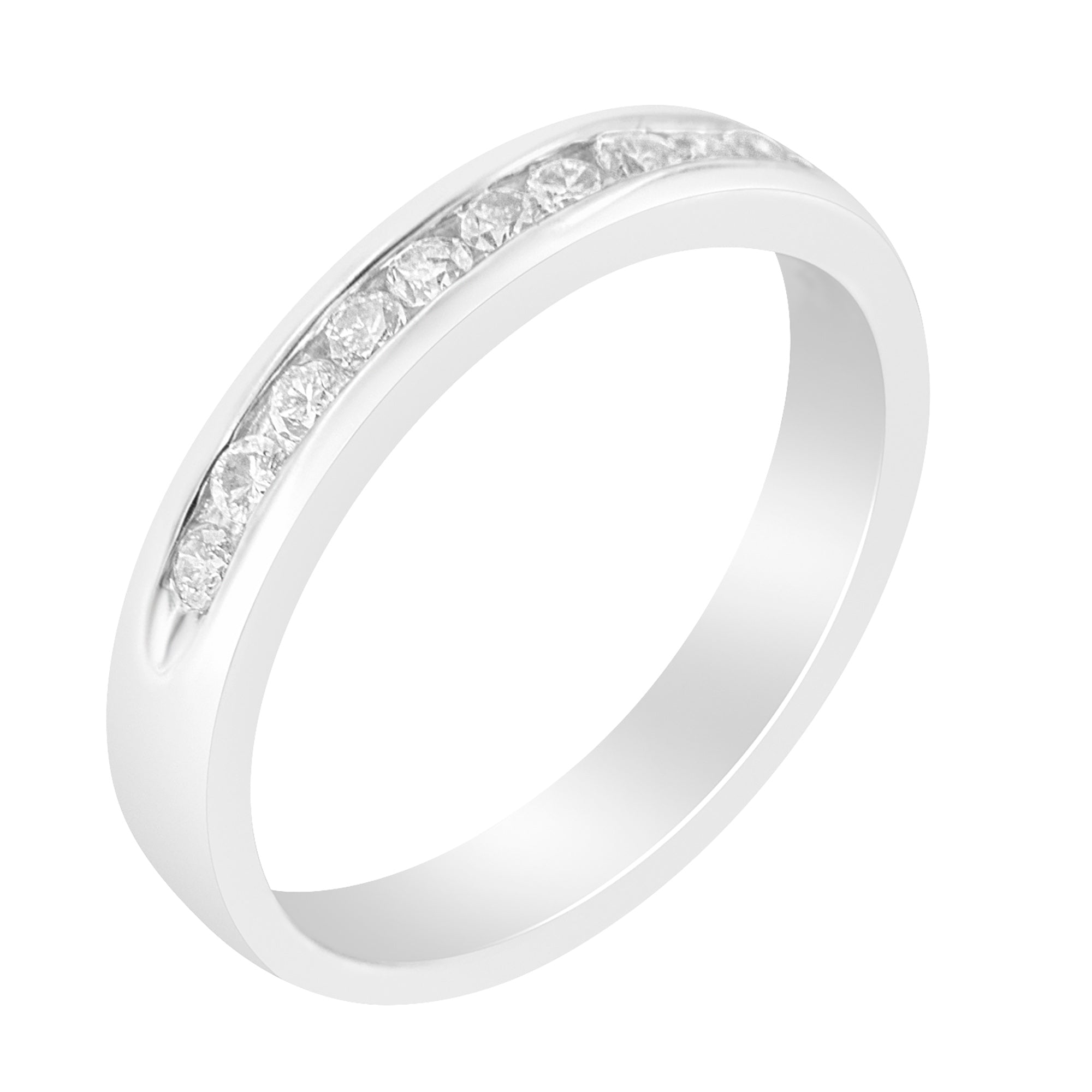 18K White Gold 1/4 Cttw Channel Set Brilliant Round-Cut Diamond Classic 11 Stone Wedding Band Ring (E-F Color, I1-I2 Clarity) - Size 5