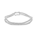 18K White Gold 5 3/5 Cttw Natural Diamond Double Row Link Tennis Bracelet (G-H Color, VS1-VS2 Clarity) - 7" Inches