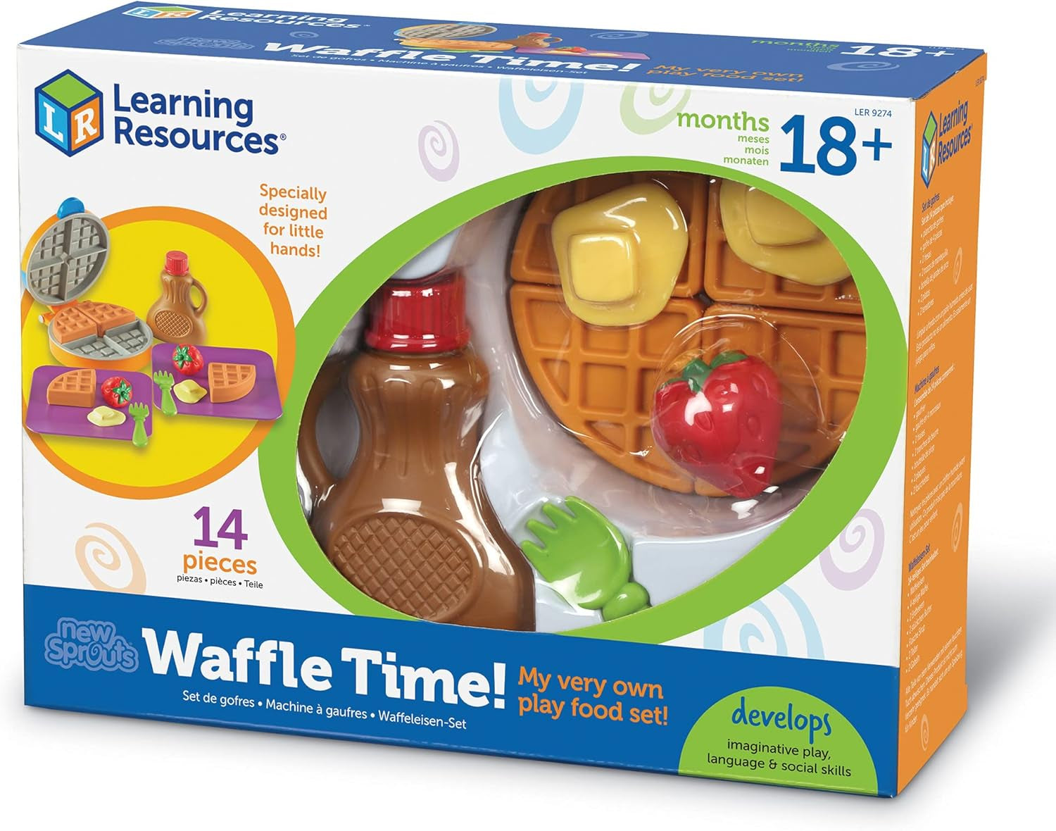 New Sprouts Waffle Time - Breakfast Pretend Play Food Kitchen Toys, Montessori Educational Game, Fine Motor Skills, Gifts for Boys and Girls