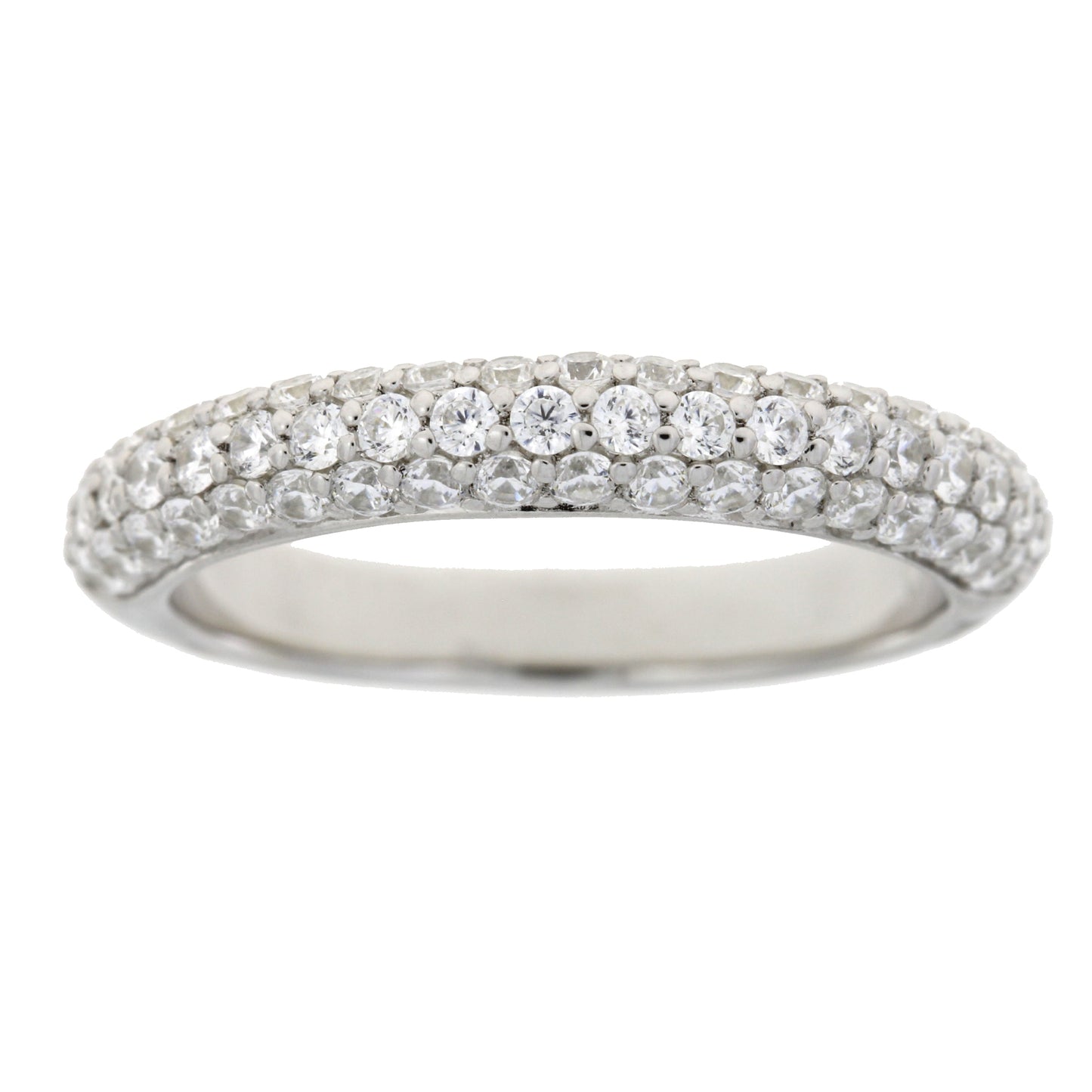 Cubic Zirconium Wedding Band Ring Sterling Silver