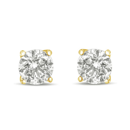 14K White Gold 1.0 Cttw Round Brilliant Cut Lab Grown White Diamond 4-Prong Classic Solitaire Stud Earrings (F-G Color, VS1-VS2 Clarity)