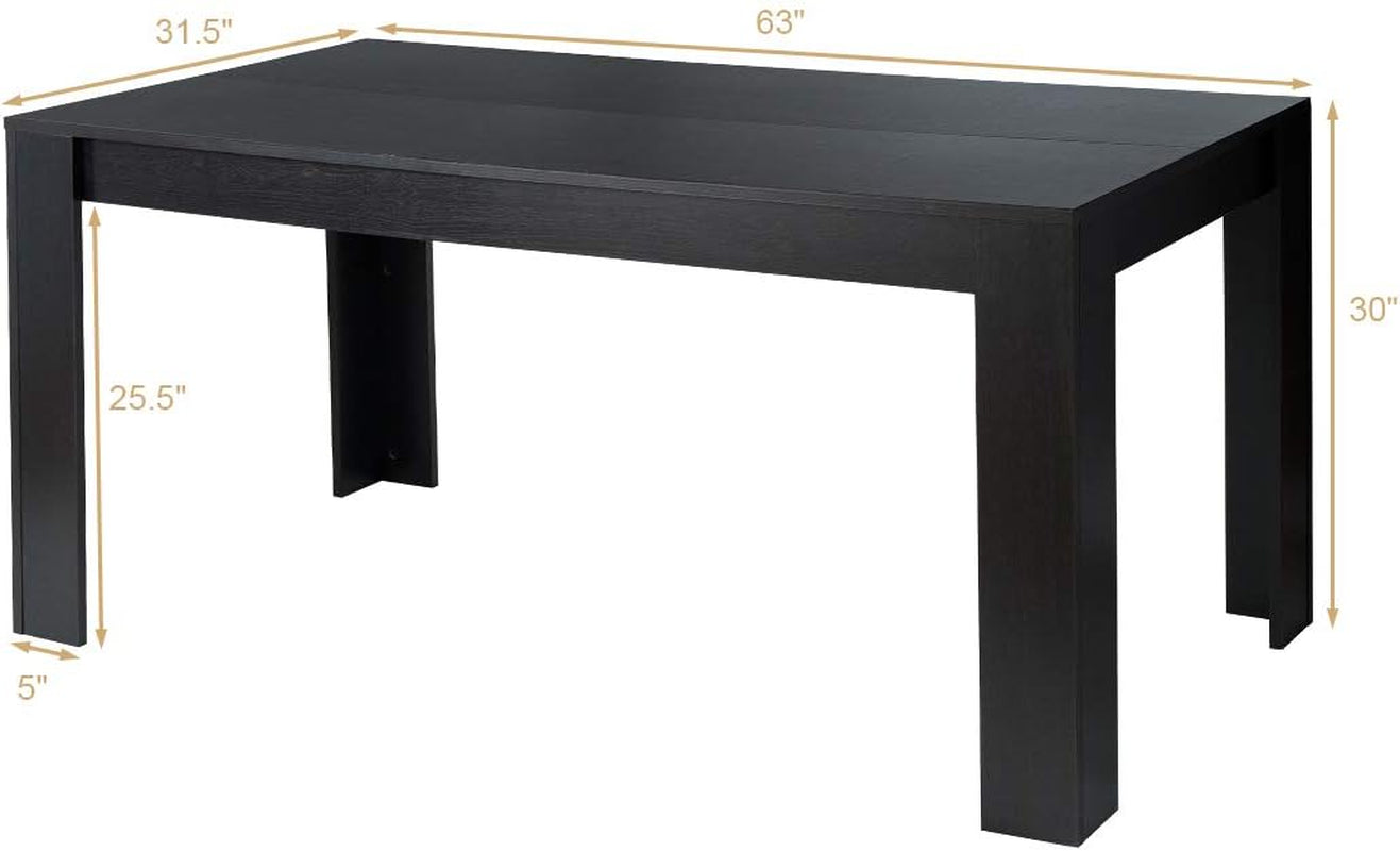 Dining Table for 6, Wood Rectangular Table, 63" L X 31.5" W X 30" H Large Farmhouse Center Table, Home Furniture Kitchen Table, Modern Dining Room Table, Supporting for 330LBS, Black