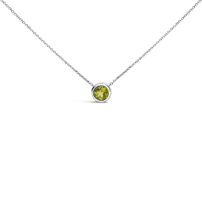 .925 Sterling Silver 7MM Bezel Set Created Purple Amethyst Pendant Necklace - 18" Inches