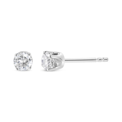 14K White Gold Round Cut Diamond Solitaire Stud Earrings (1/2 cttw, H-I Color, SI1-SI2 Clarity)