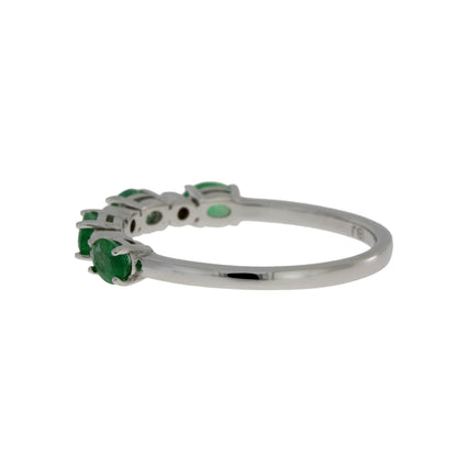 Emerald Diamond Fashion band rings 14KT White Gold
