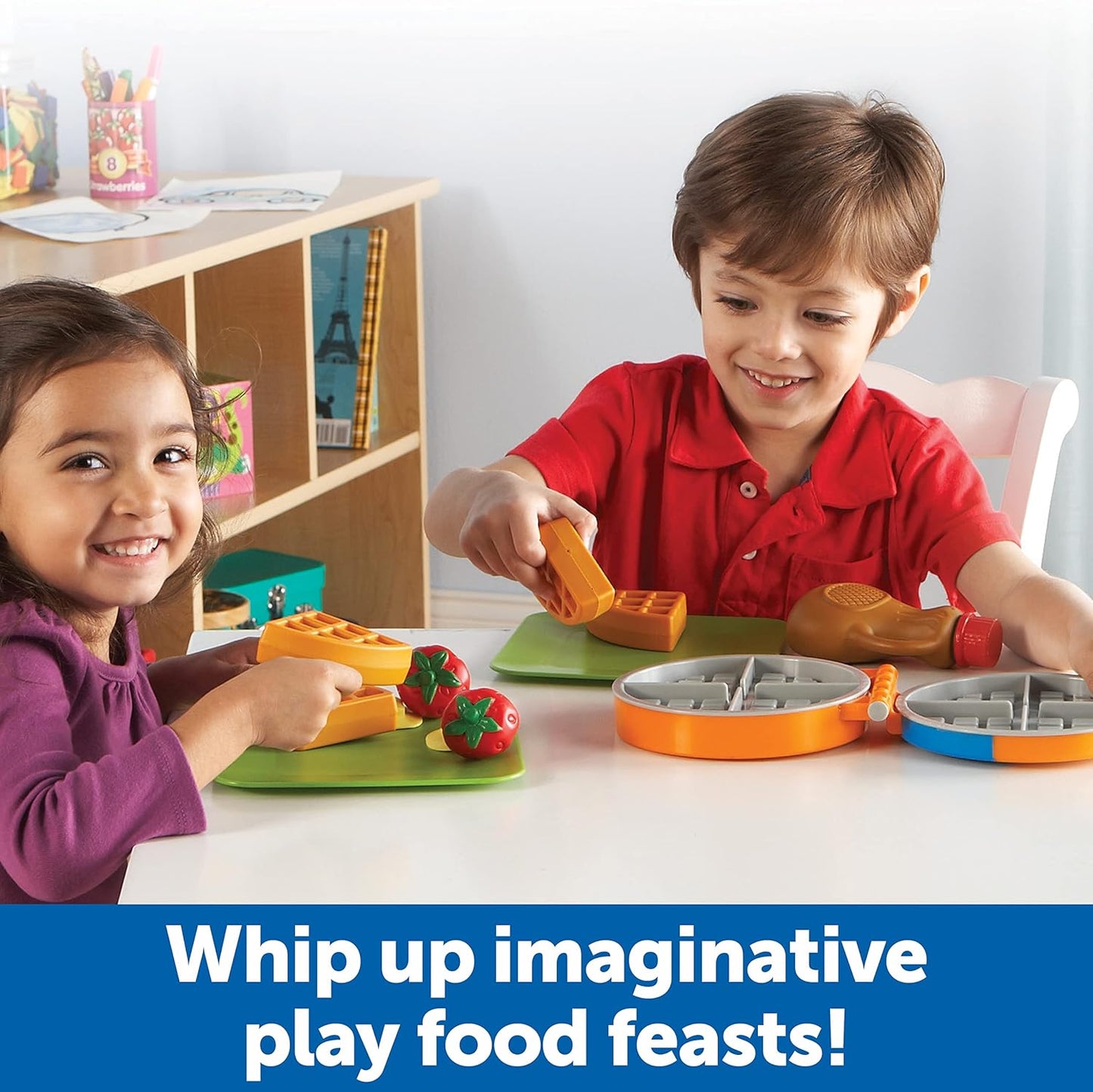 New Sprouts Waffle Time - Breakfast Pretend Play Food Kitchen Toys, Montessori Educational Game, Fine Motor Skills, Gifts for Boys and Girls