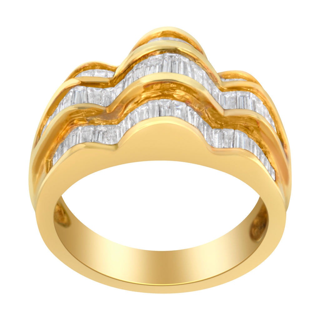 14KT Yellow Gold Diamond Multi-Row Band Ring (1 1/4 cttw, H-I Color, SI1-SI2 Clarity)