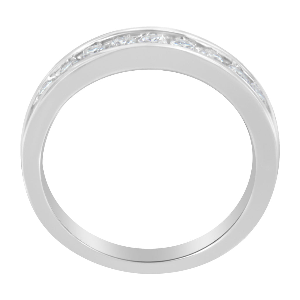 18K White Gold Round Diamond 1/2 Cttw Channel Band Ring