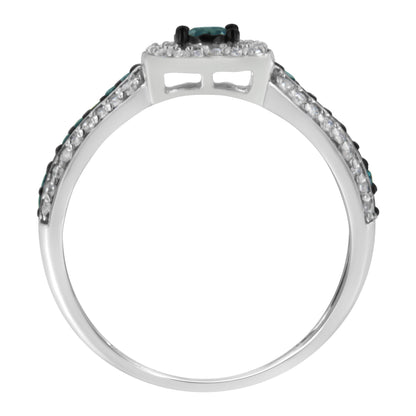 .925 Sterling Silver Treated Blue Miracle-Set Diamond Engagement Ring (1/2 Cttw, J-K Color, I1-I2 Clarity) - Size 6