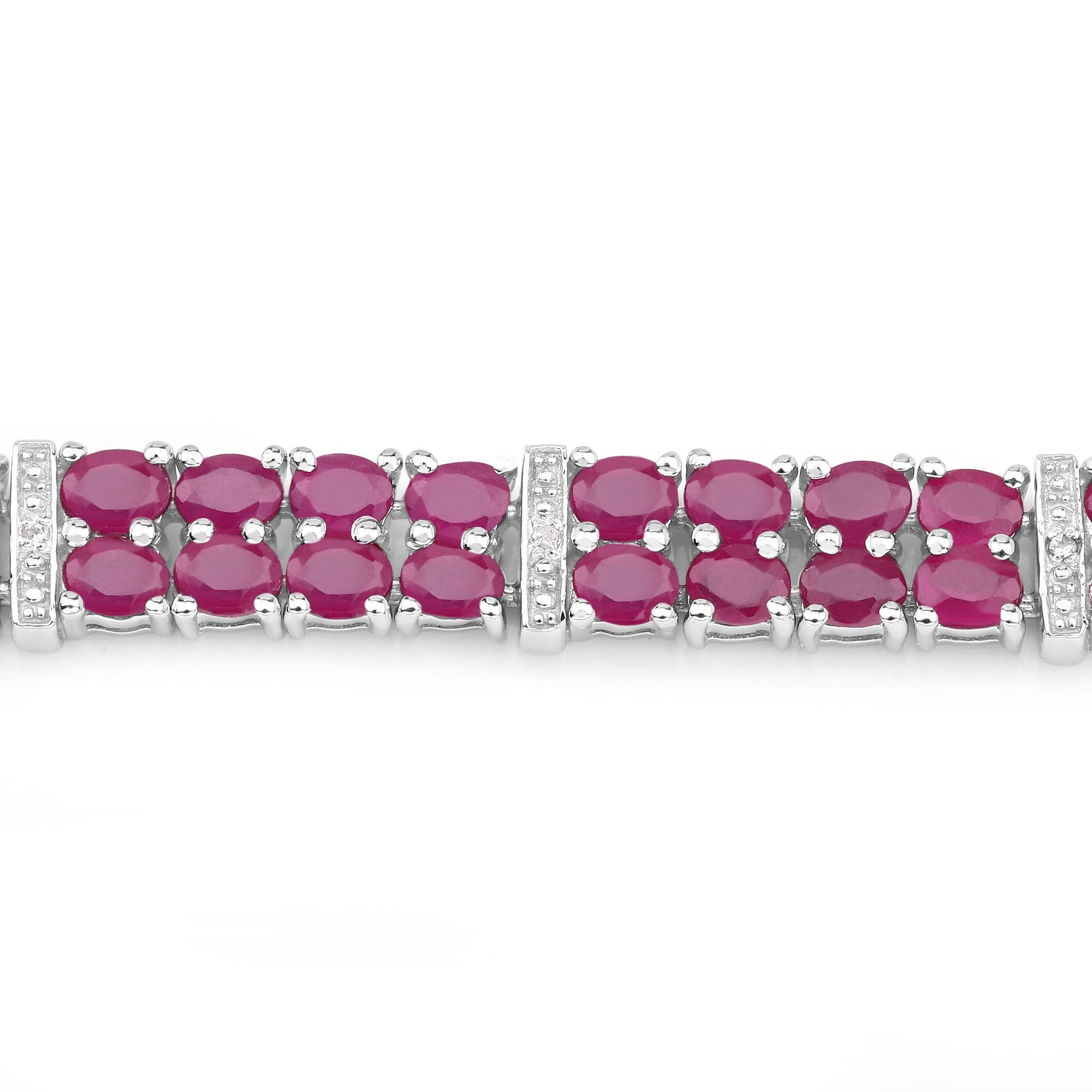 17.65 Carat Glass Filled Ruby and White Topaz .925 Sterling Silver Bracelet