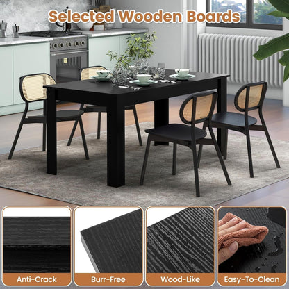 Dining Table for 6, Wood Rectangular Table, 63" L X 31.5" W X 30" H Large Farmhouse Center Table, Home Furniture Kitchen Table, Modern Dining Room Table, Supporting for 330LBS, Black
