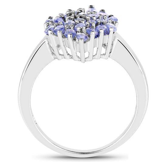 1.84 Carat Genuine Tanzanite .925 Sterling Silver Ring