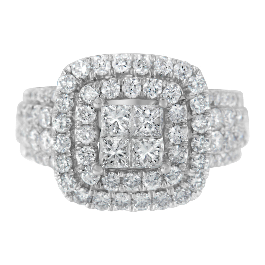 14KT White Gold Round and Princess Diamond Ring (2 1/4 cttw, H-I Color, SI1-SI2 Clarity)