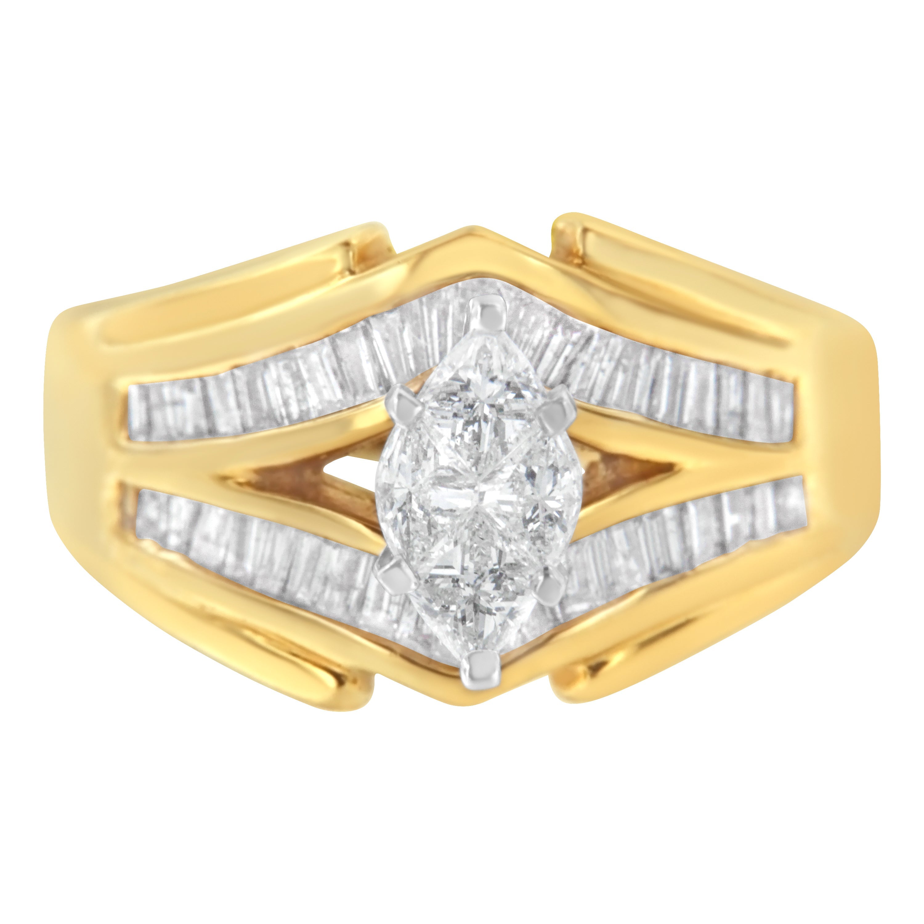 14KT Two-Toned Gold Diamond Cocktail Ring (1 cttw, H-I Color, SI1-SI2 Clarity)