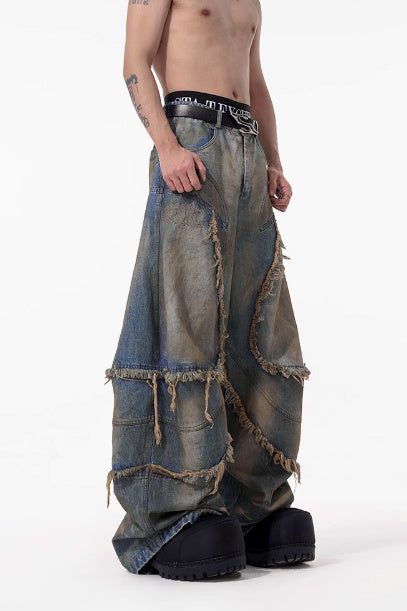 American-style Distressed Machete Jeans