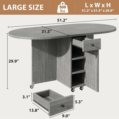 Grey Multipurpose Collapsible Dining Table For Four