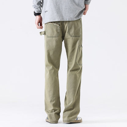American High Street Vibe Wind Washed Distressed Army Green Jeans