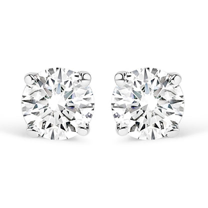 14K White Gold 1/2 Cttw Round Lab Grown Diamond Solitaire Stud Earrings