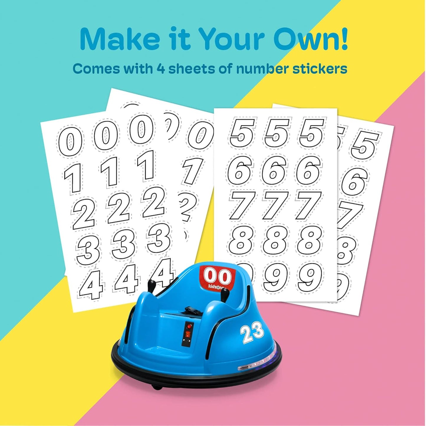 6V Electric Ride on Bumper Car, LED Lights & 360 Degree Spin, for Kids & Toddlers 1.5-6 Years Old, DIY Sticker Baby Bumping Toy Gifts W/Remote Control, ASTM Certified