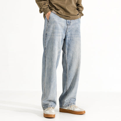 Men's Washed Distressed Straight Loose Straight Jeans