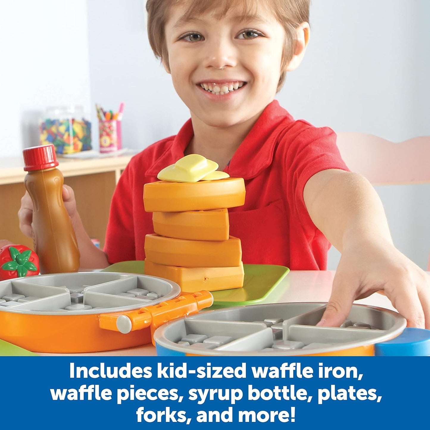 New Sprouts Waffle Time - Breakfast Pretend Play Food Kitchen Toys, Montessori Educational Game, Fine Motor Skills, Gifts for Boys and Girls