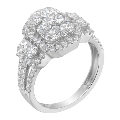 14K White Gold 2 1/4 Cttw Diamond Cocktail Cluster Ring (G-H Color, SI2-I1 Clarity) - Size 7