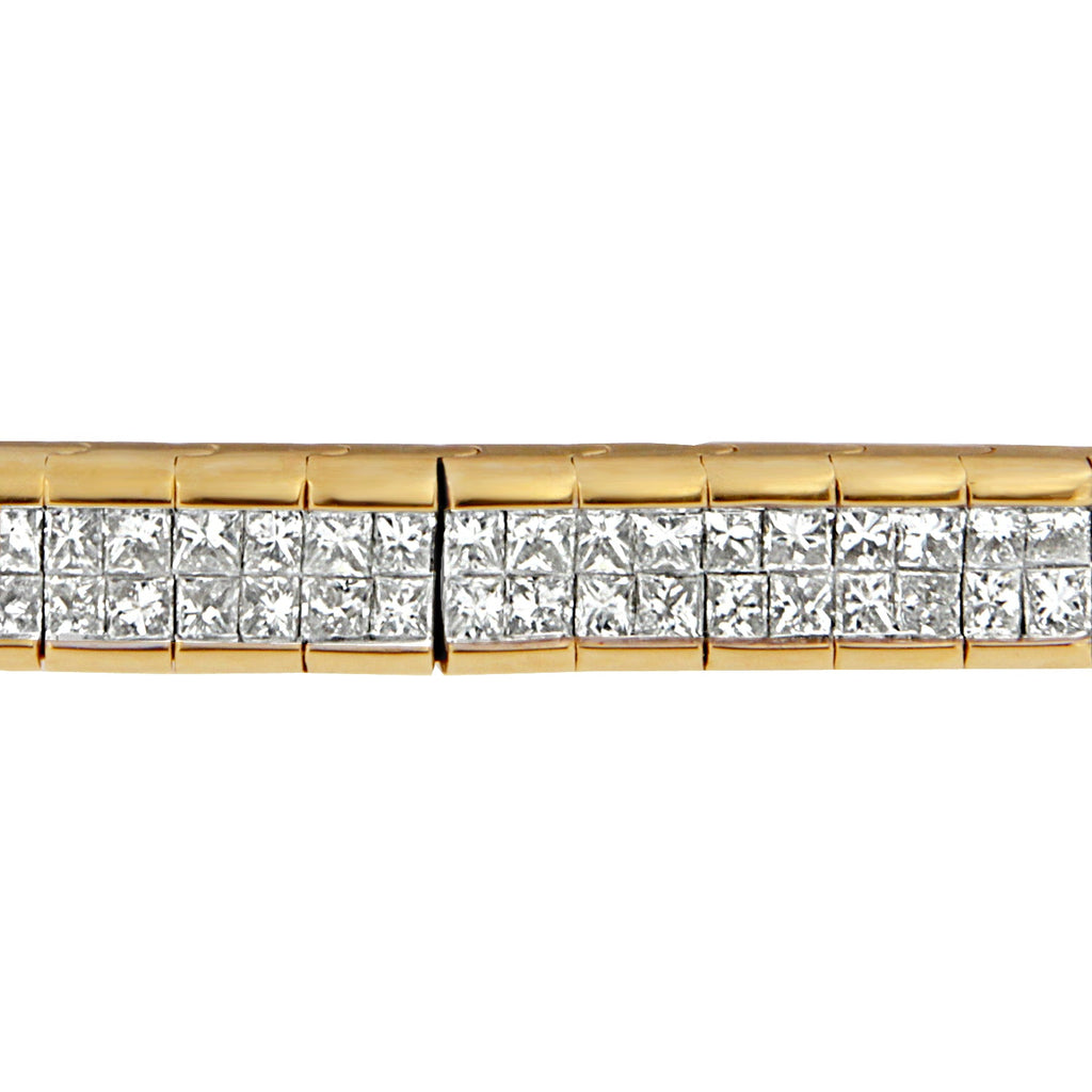 14K Yellow Gold Princess Cut Diamond Banded Bracelet (1.00 cttw, G-H Color, VS1-VS2 Clarity)