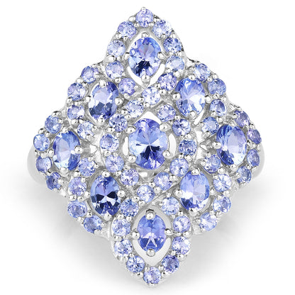 3.31 Carat Genuine Tanzanite .925 Sterling Silver Ring